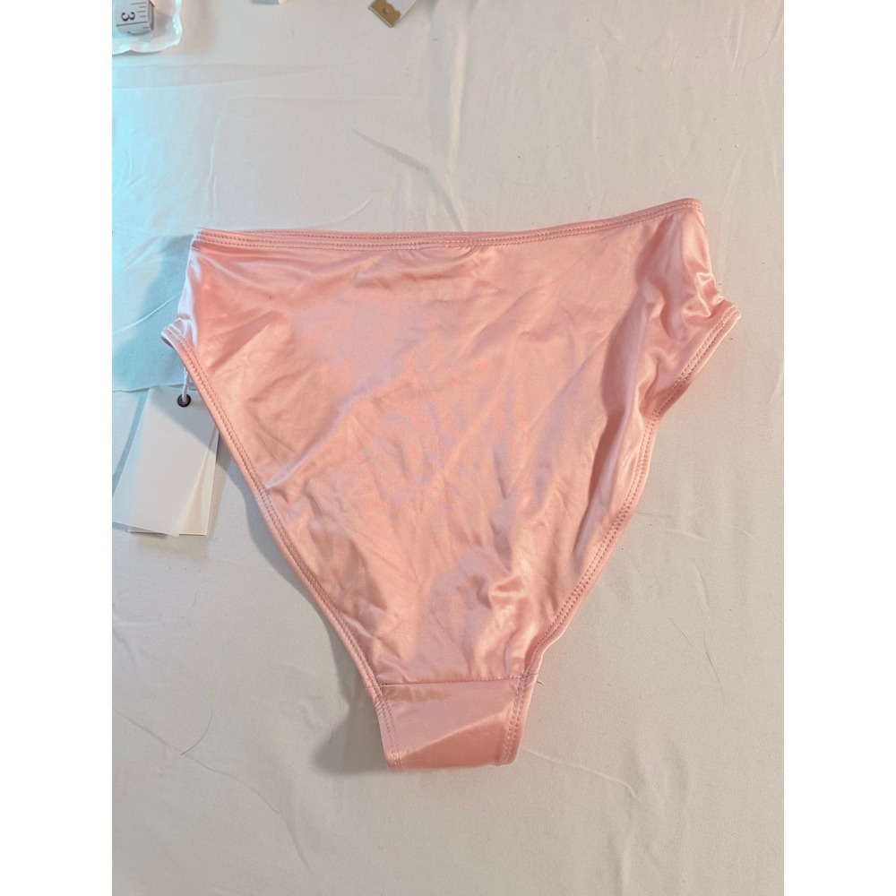 Good American Bikini Bottoms Soft Pink High Waist High Cut Cheeky NWT Size 0 XS - Picture 2 of 7